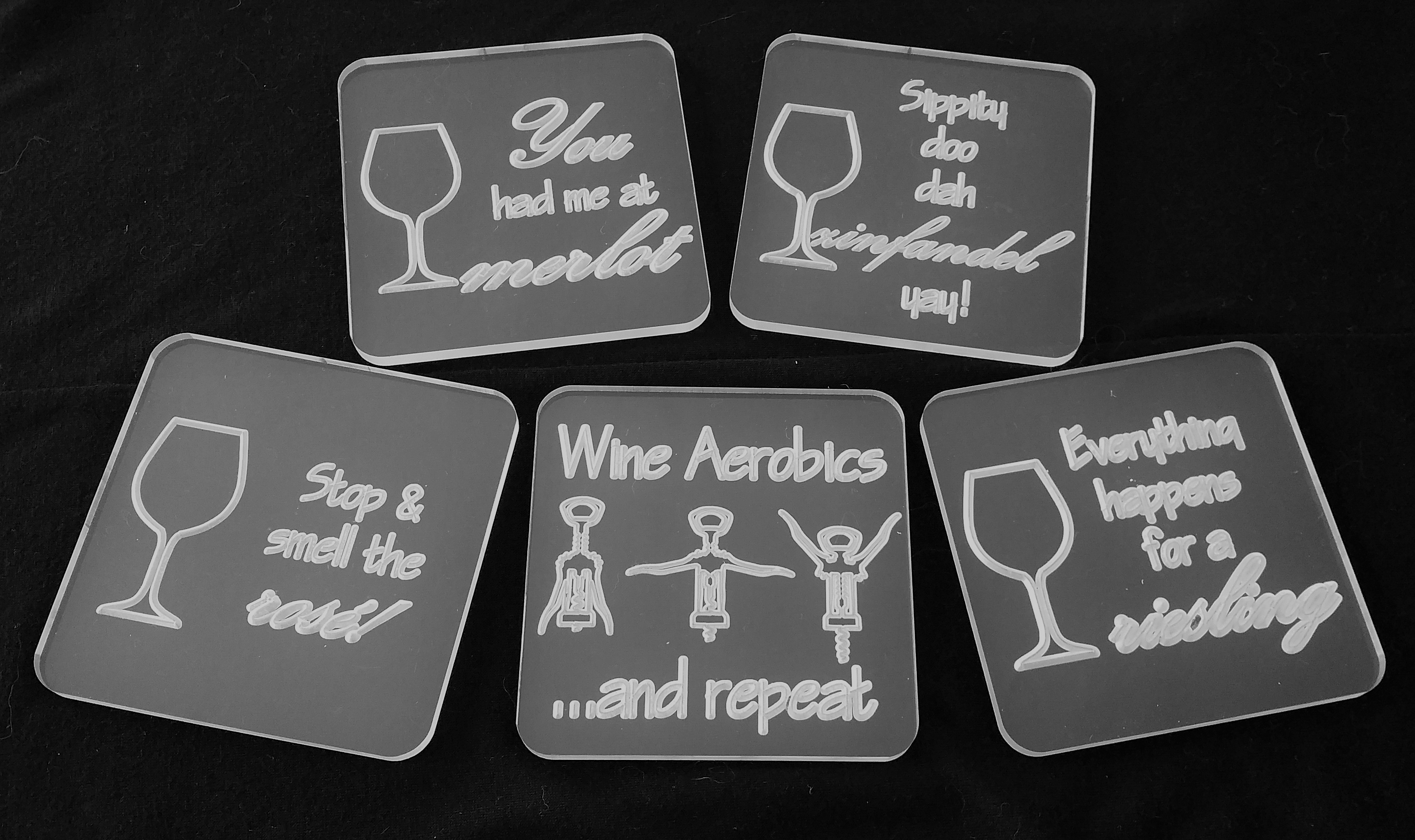 Whimsical Wine Coaster Set - Acrylic