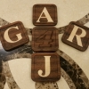 Monogram Coasters - inlaid and engraved - Maple & American Walnut 