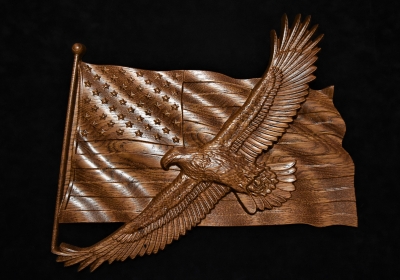 American Eagle & Flag - Walnut 